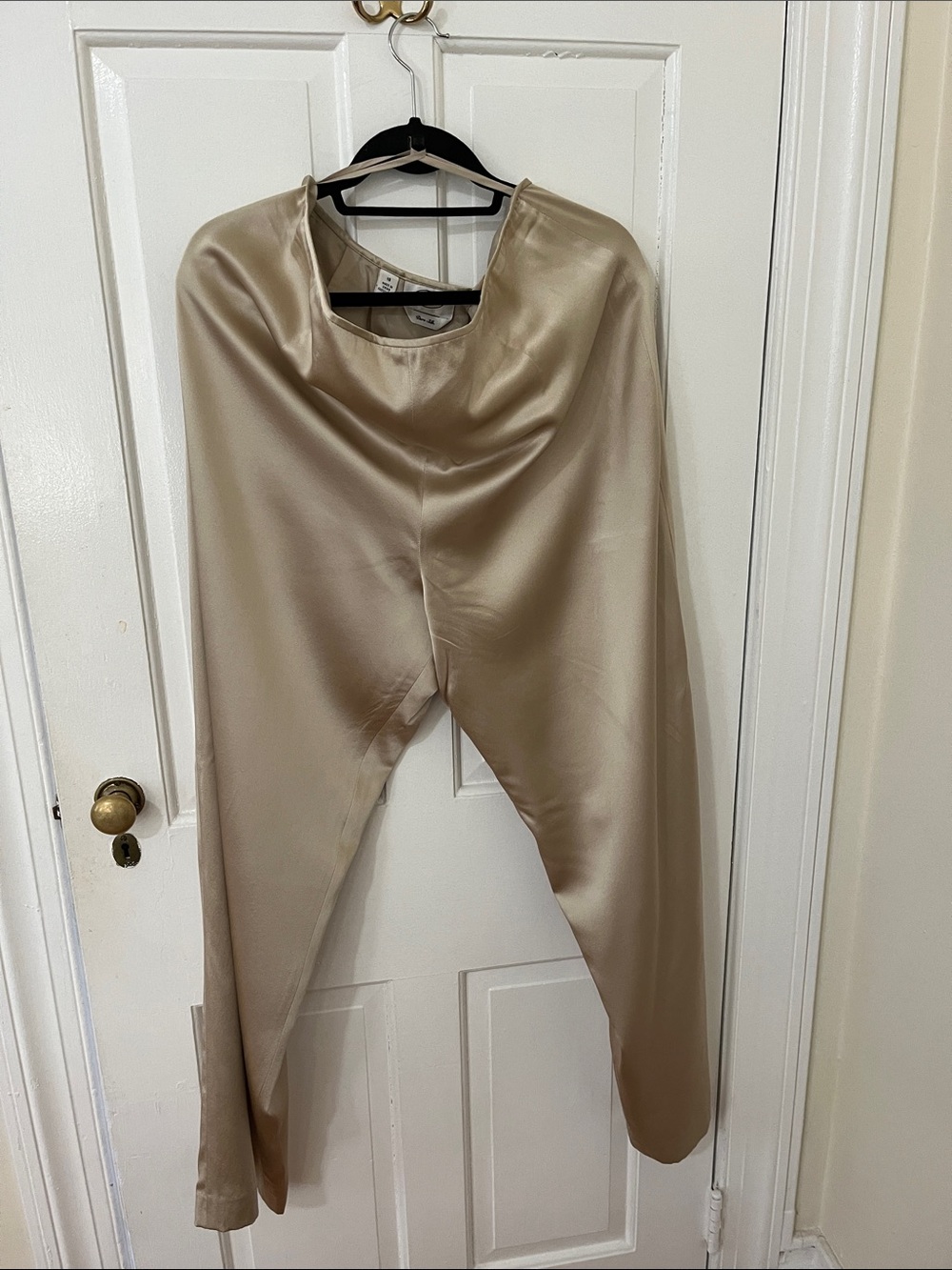 Talbots Silk Champagne Wide-Leg Draped Pants